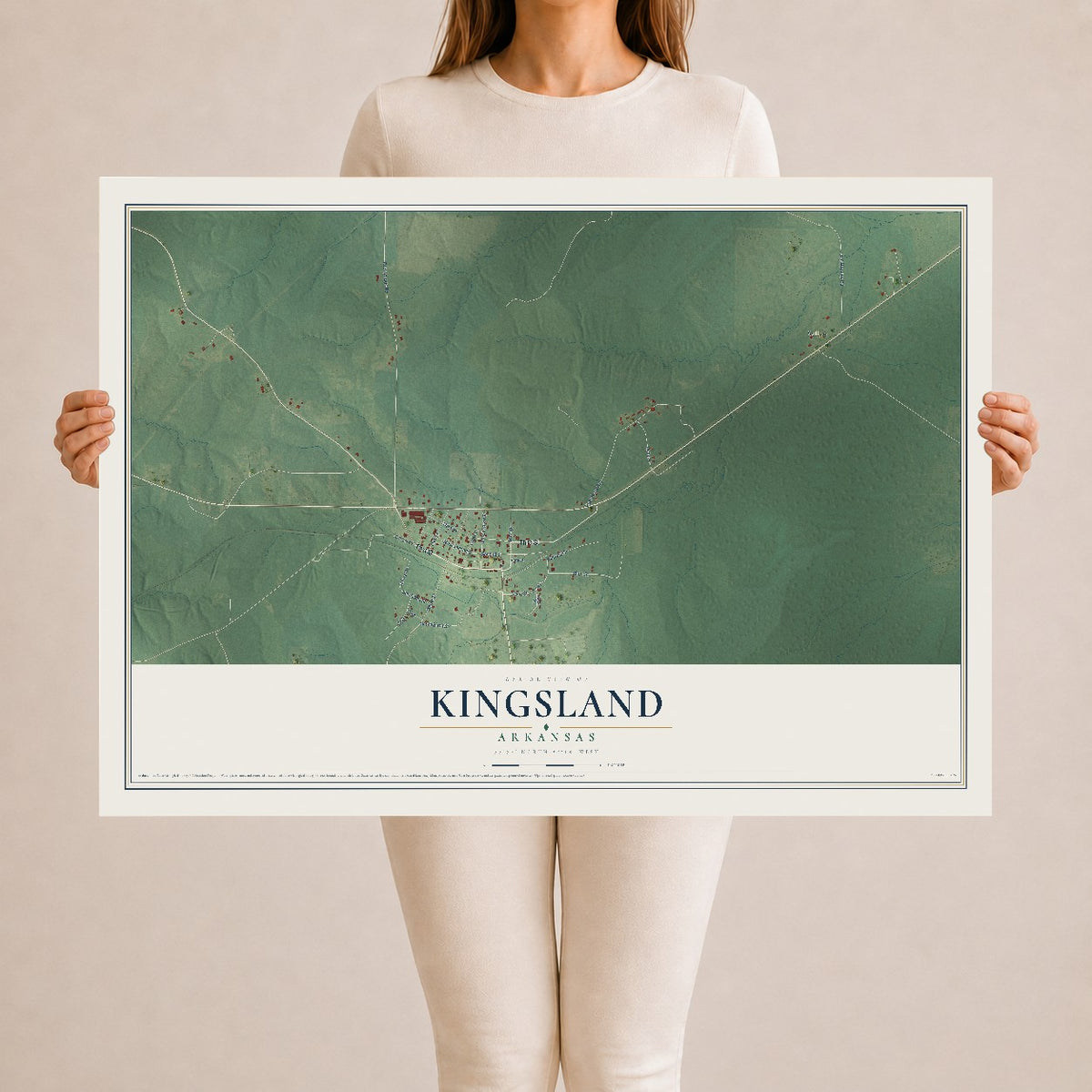 Map of Kingsland, Arkansas, 24 x 36 inch unframed archival matte print