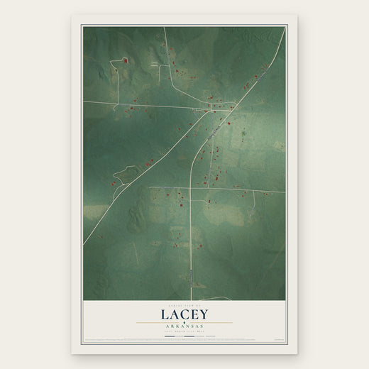 Lacey, Arkansas map print, the full design