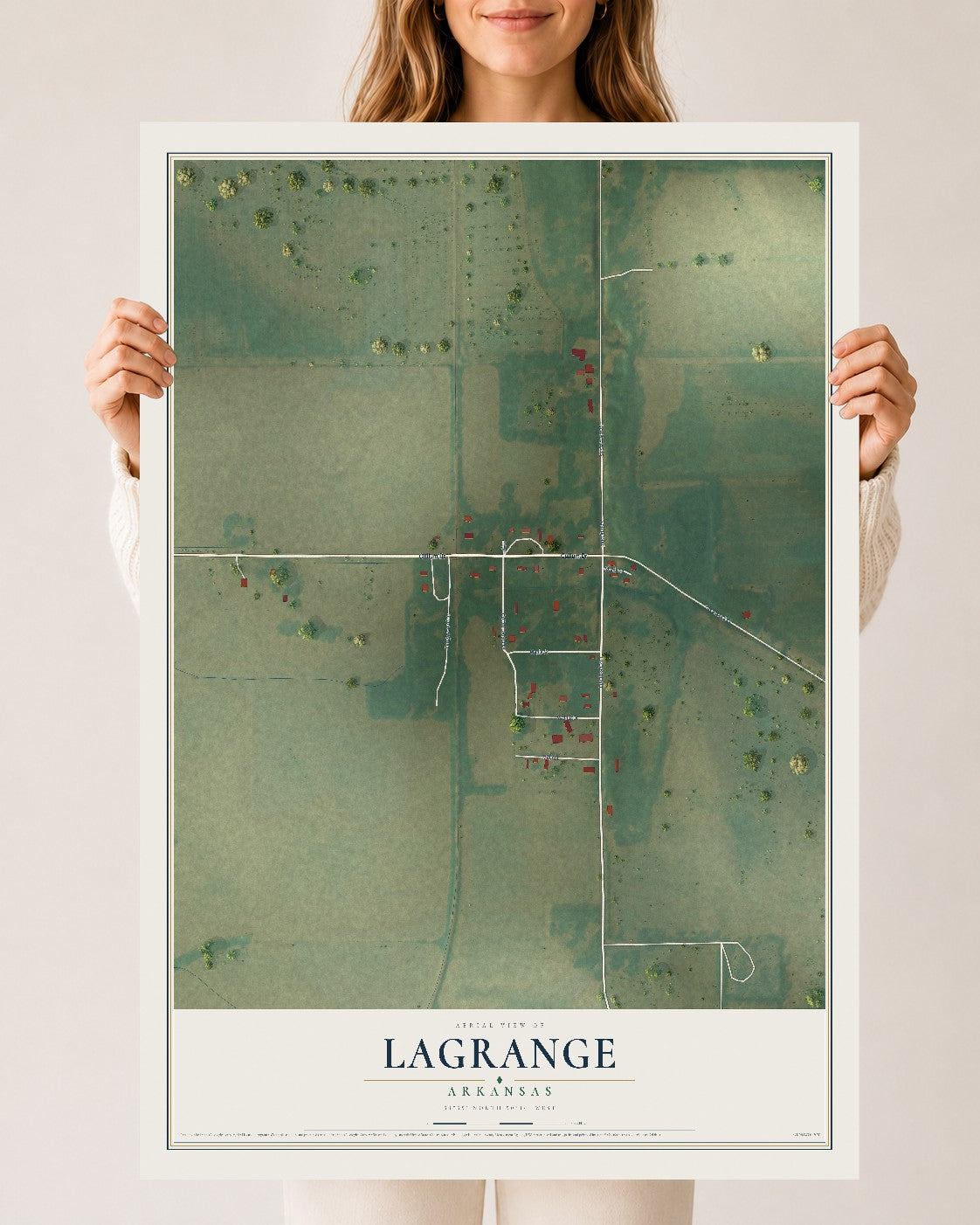 Map of LaGrange, Arkansas, 24 x 36 inch unframed archival matte print