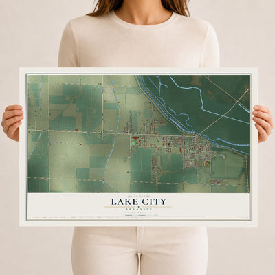 Map of Lake City, Arkansas, 12 x 18 inch unframed archival matte print