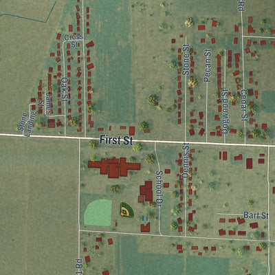 Second close-up of the map of Lake City, Arkansas print showing more streets and buildings