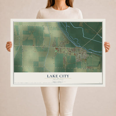 Map of Lake City, Arkansas, 24 x 36 inch unframed archival matte print