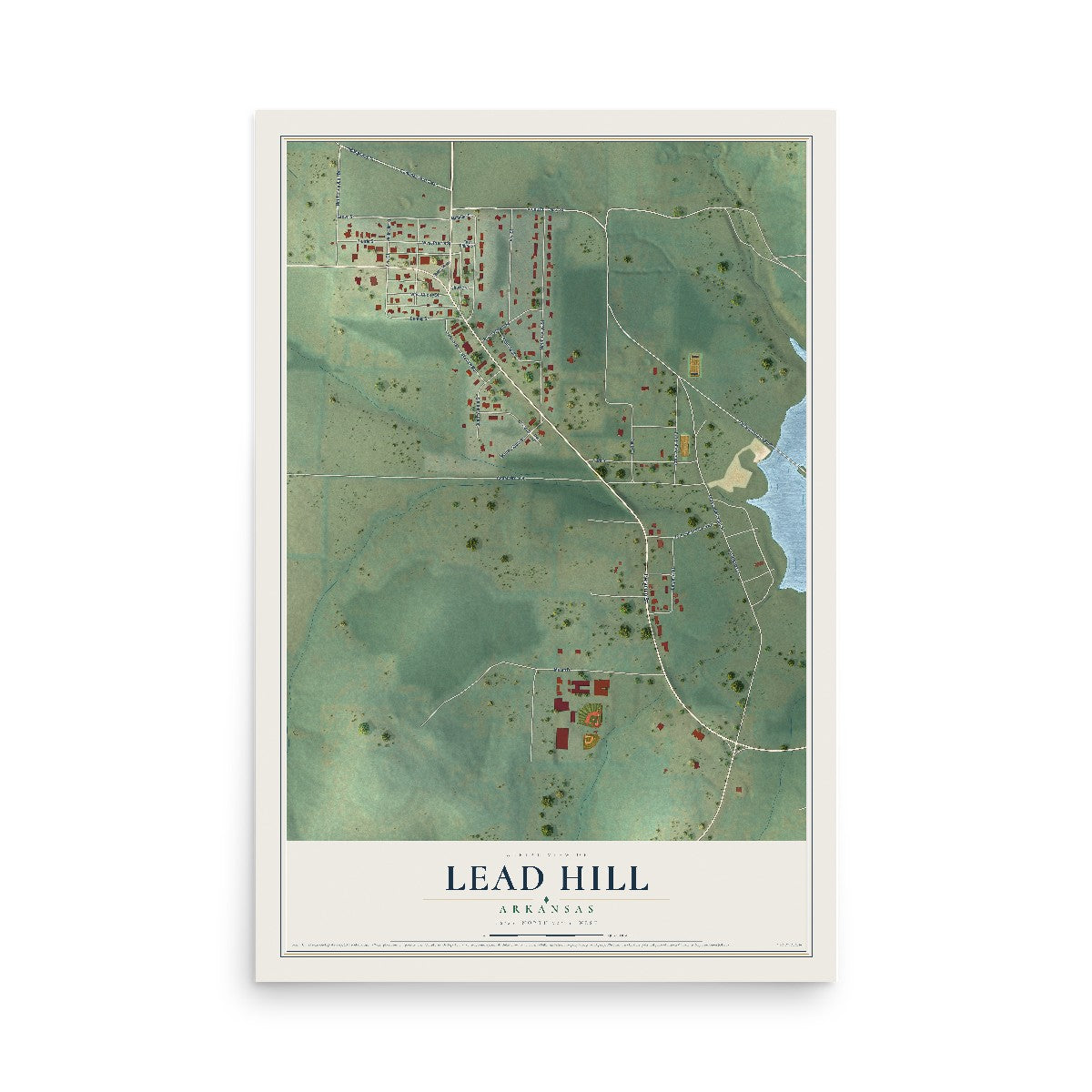 Map of Lead Hill, Arkansas, 12 x 18 inch unframed archival matte print