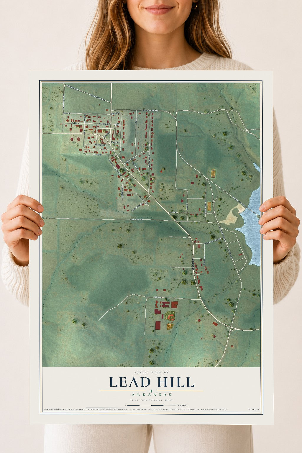 Map of Lead Hill, Arkansas, 18 x 24 inch unframed archival matte print