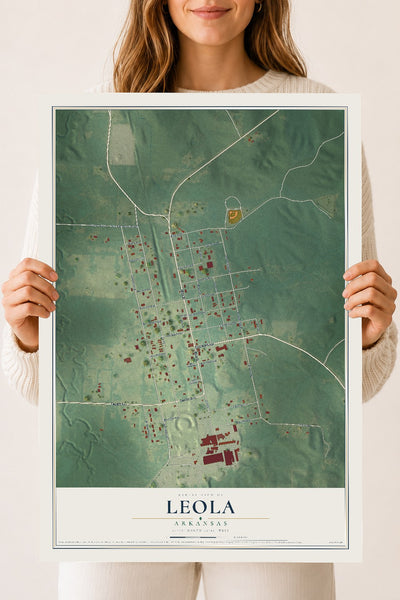 Map of Leola, Arkansas, 18 x 24 inch unframed archival matte print