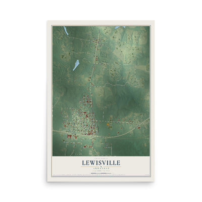 Map of Lewisville, Arkansas, 12 x 18 inch unframed archival matte print