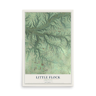 Map of Little Flock, Arkansas, 12 x 18 inch unframed archival matte print