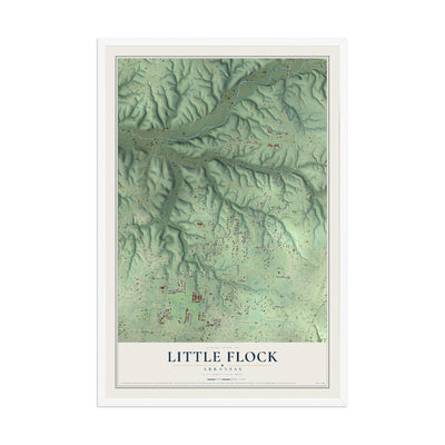 Map of Little Flock, Arkansas, 12 x 18 inch print in a white wood frame