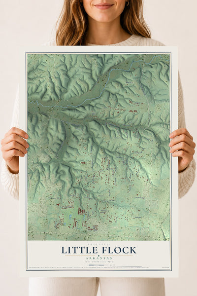 Map of Little Flock, Arkansas, 18 x 24 inch unframed archival matte print