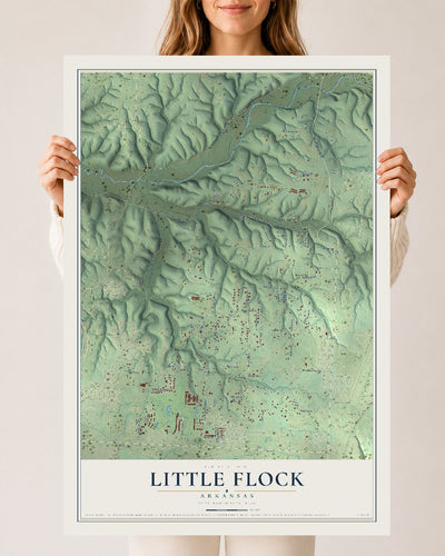 Map of Little Flock, Arkansas, 24 x 36 inch unframed archival matte print