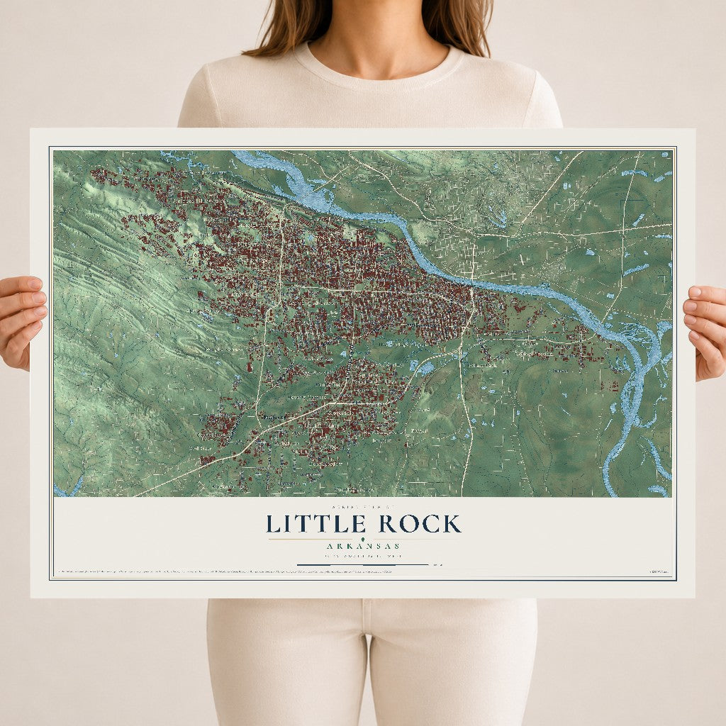 Map of Little Rock, Arkansas, 18 x 24 inch unframed archival matte print