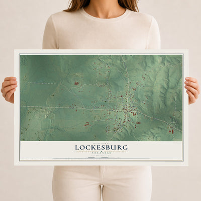 Map of Lockesburg, Arkansas, 12 x 18 inch unframed archival matte print
