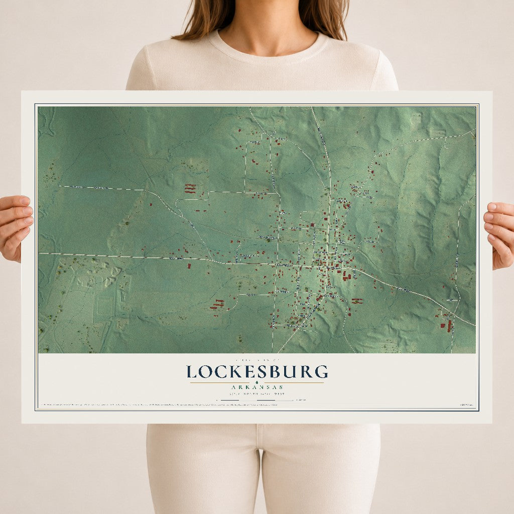 Map of Lockesburg, Arkansas, 18 x 24 inch unframed archival matte print