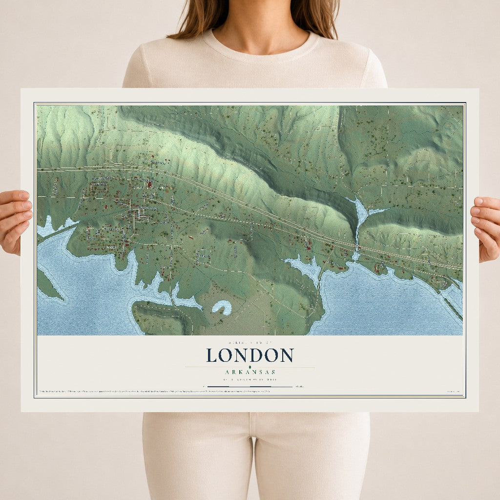 Map of London, Arkansas, 18 x 24 inch unframed archival matte print