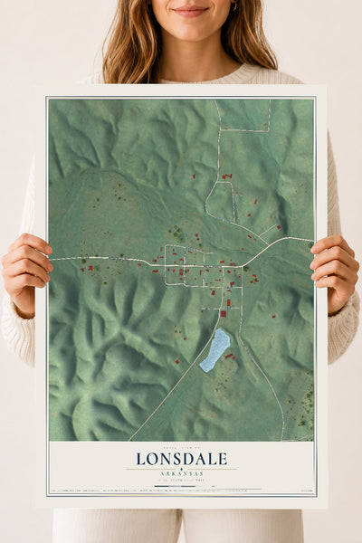 Map of Lonsdale, Arkansas, 18 x 24 inch unframed archival matte print