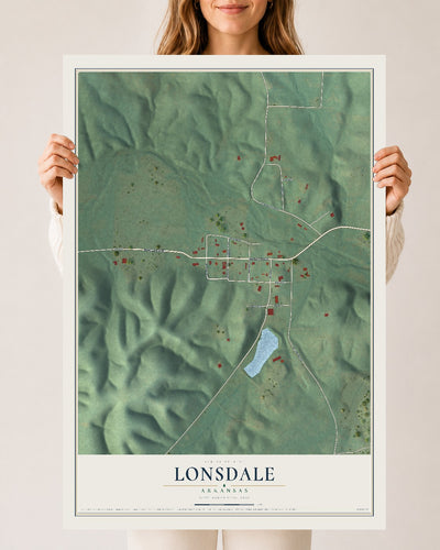 Map of Lonsdale, Arkansas, 24 x 36 inch unframed archival matte print