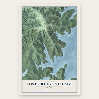 Lost Bridge Village, Arkansas map print, the full design