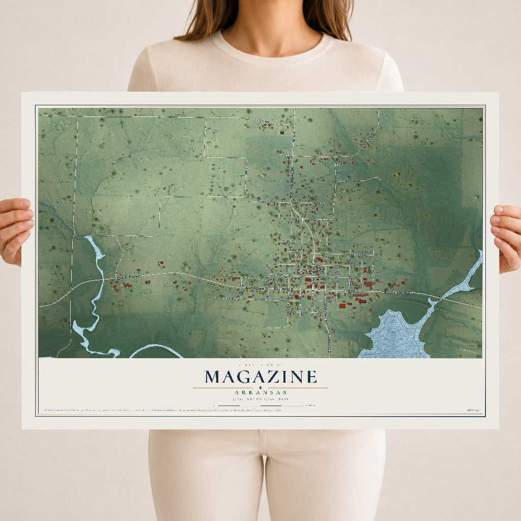 Map of Magazine, Arkansas, 18 x 24 inch unframed archival matte print