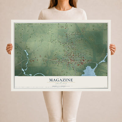 Map of Magazine, Arkansas, 24 x 36 inch unframed archival matte print