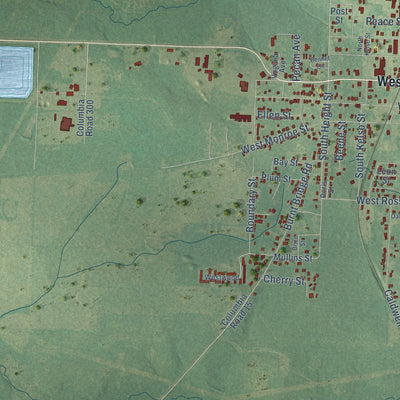 Second close-up of the map of Magnolia, Arkansas print showing more streets and buildings