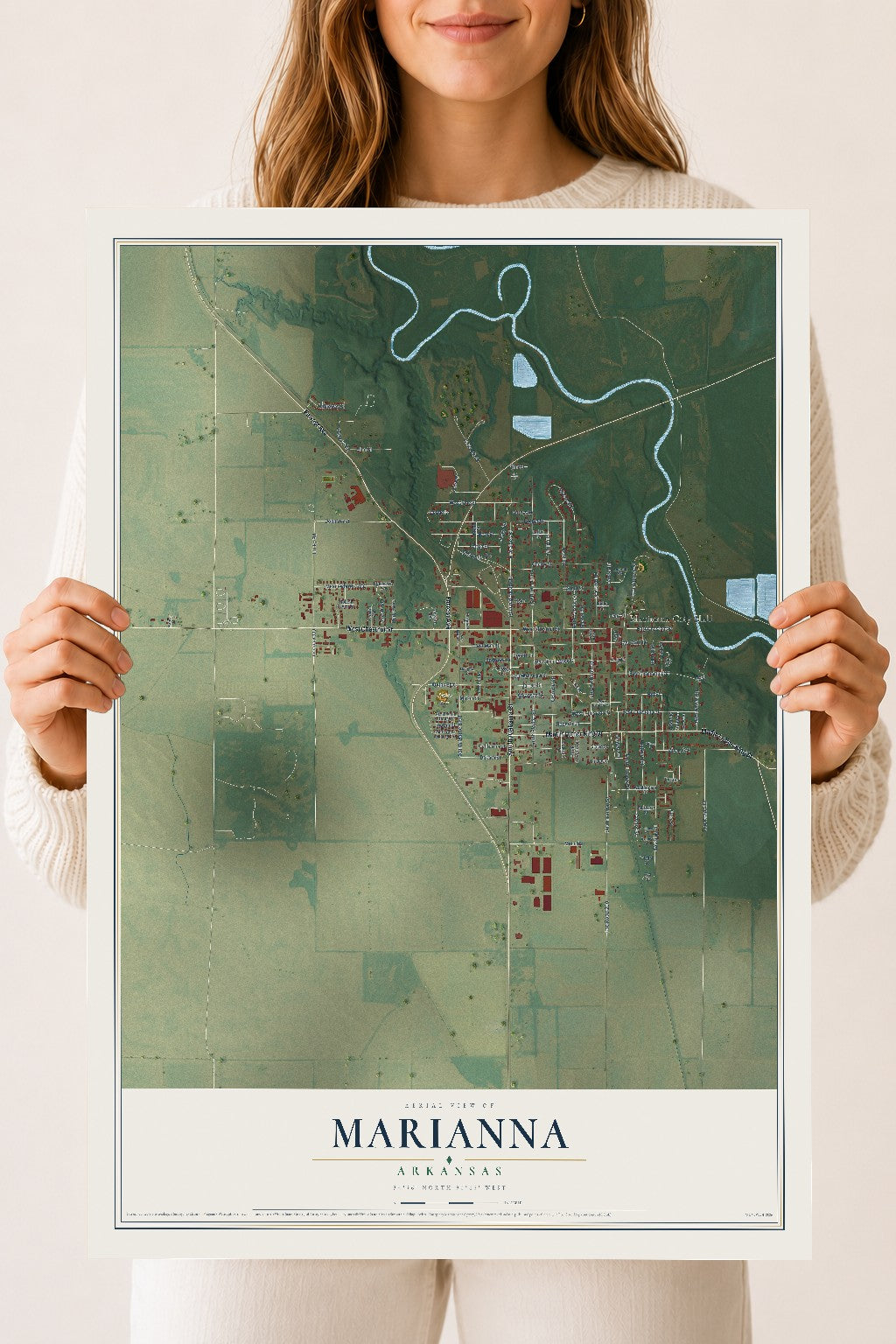 Map of Marianna, Arkansas, 18 x 24 inch unframed archival matte print