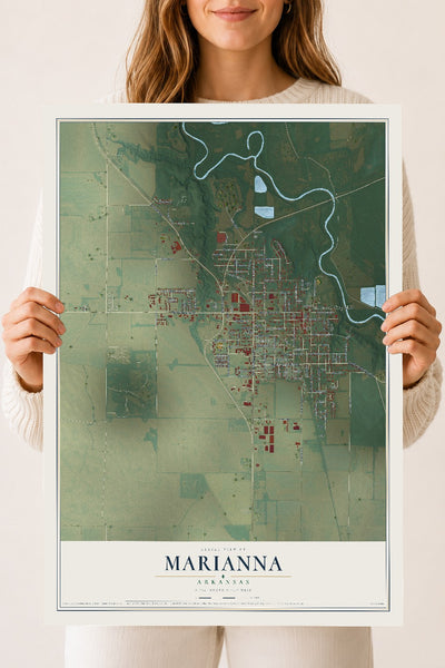 Map of Marianna, Arkansas, 18 x 24 inch unframed archival matte print