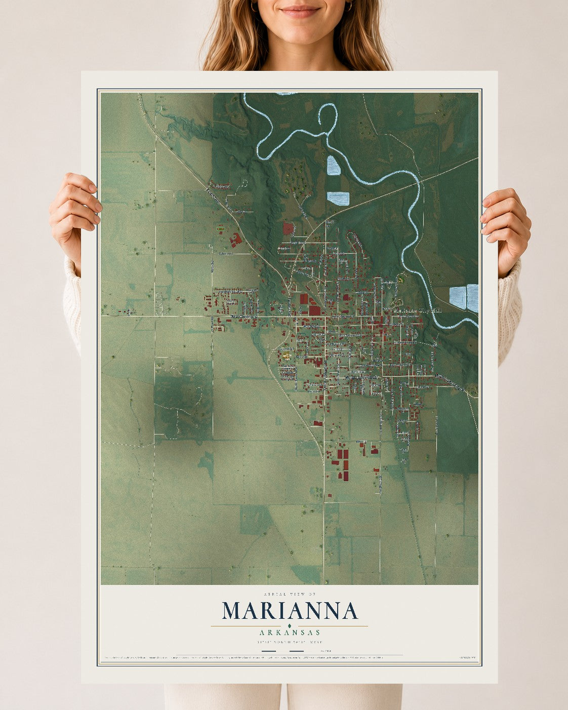 Map of Marianna, Arkansas, 24 x 36 inch unframed archival matte print
