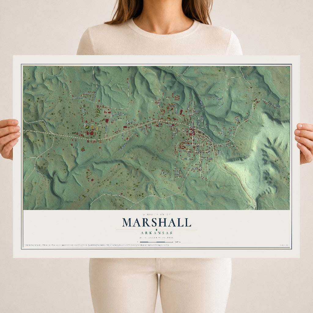 Map of Marshall, Arkansas, 18 x 24 inch unframed archival matte print