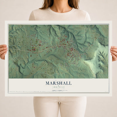 Map of Marshall, Arkansas, 18 x 24 inch unframed archival matte print
