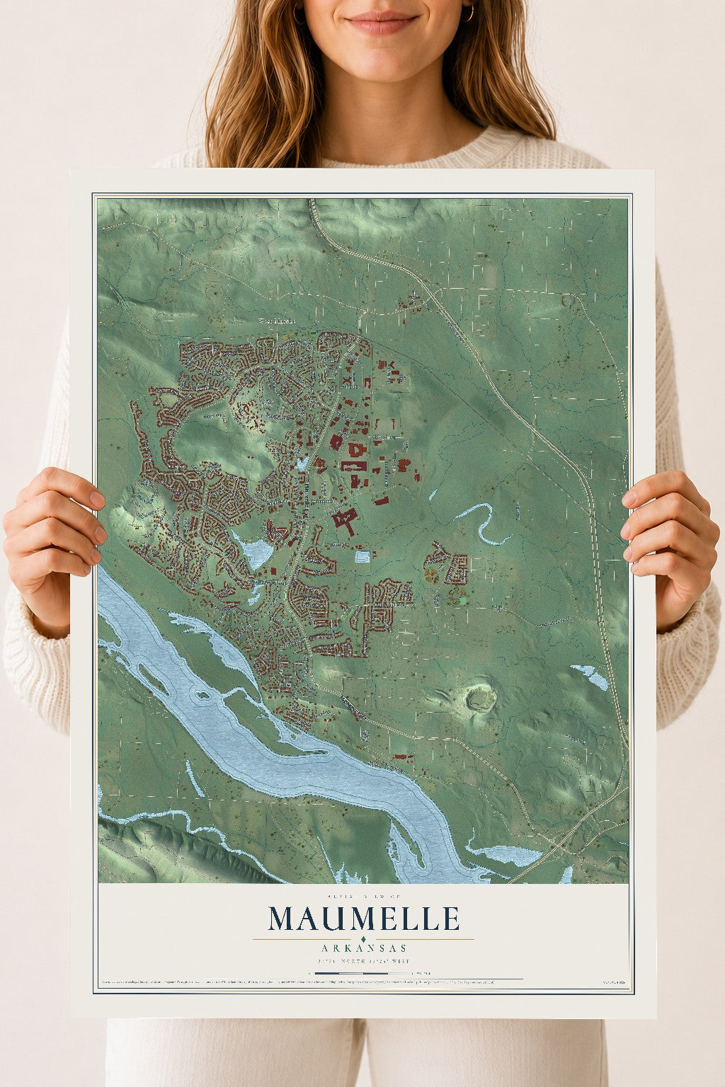 Map of Maumelle, Arkansas, 18 x 24 inch unframed archival matte print