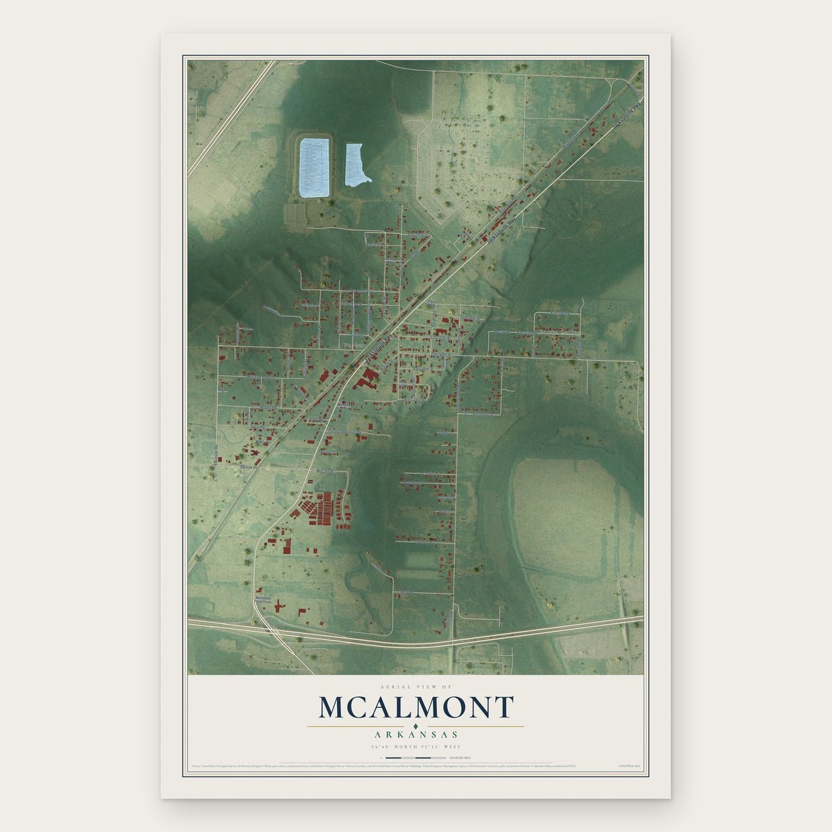 McAlmont, Arkansas map print, the full design
