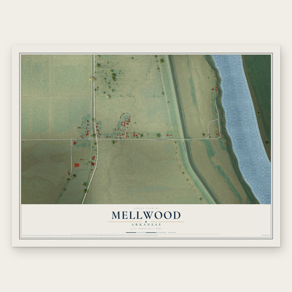 Mellwood, Arkansas map print, the full design