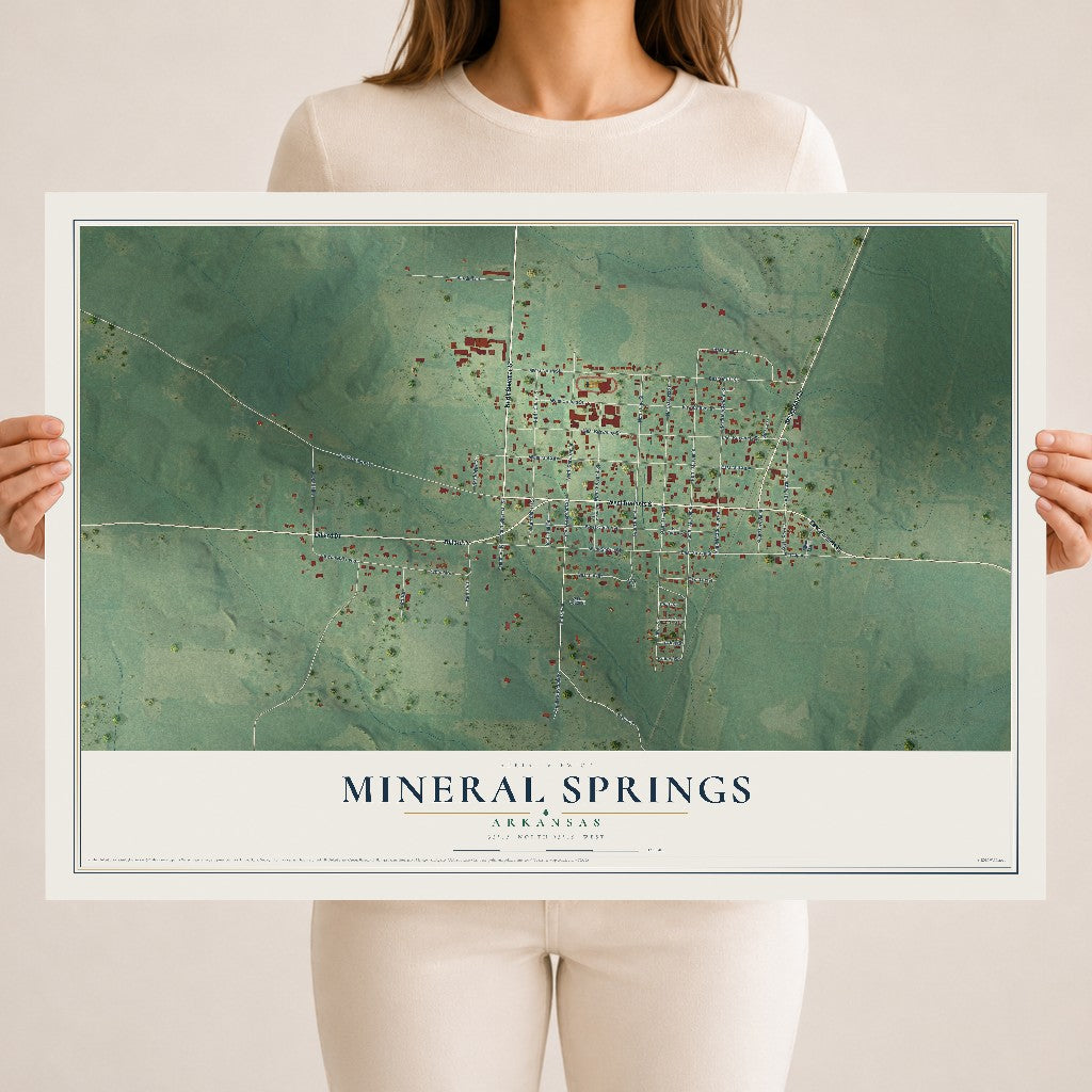 Map of Mineral Springs, Arkansas, 18 x 24 inch unframed archival matte print