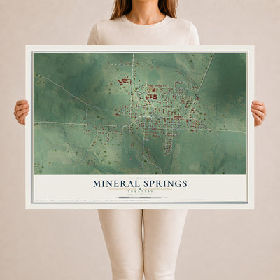 Map of Mineral Springs, Arkansas, 24 x 36 inch unframed archival matte print