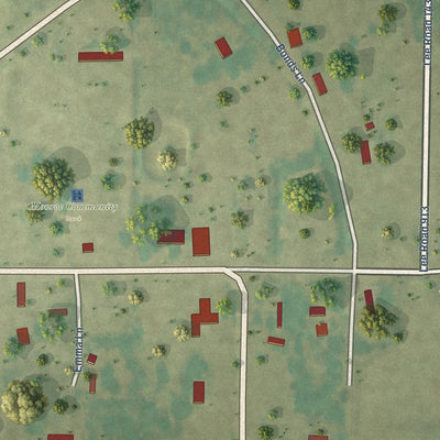 Close-up of the map of Monroe, Arkansas print showing street and building detail