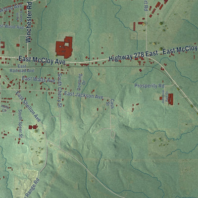 Second close-up of the map of Monticello, Arkansas print showing more streets and buildings