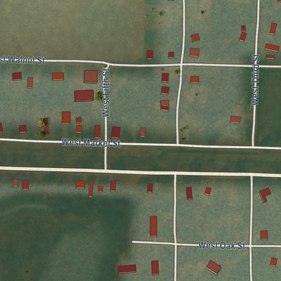 Second close-up of the map of Montrose, Arkansas print showing more streets and buildings