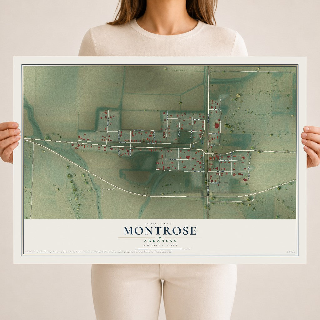 Map of Montrose, Arkansas, 18 x 24 inch unframed archival matte print
