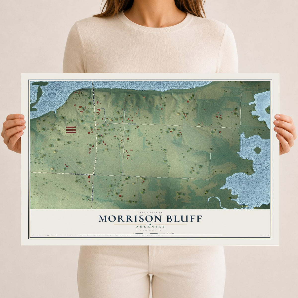 Map of Morrison Bluff, Arkansas, 12 x 18 inch unframed archival matte print