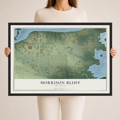Map of Morrison Bluff, Arkansas, 24 x 36 inch print in a black wood frame