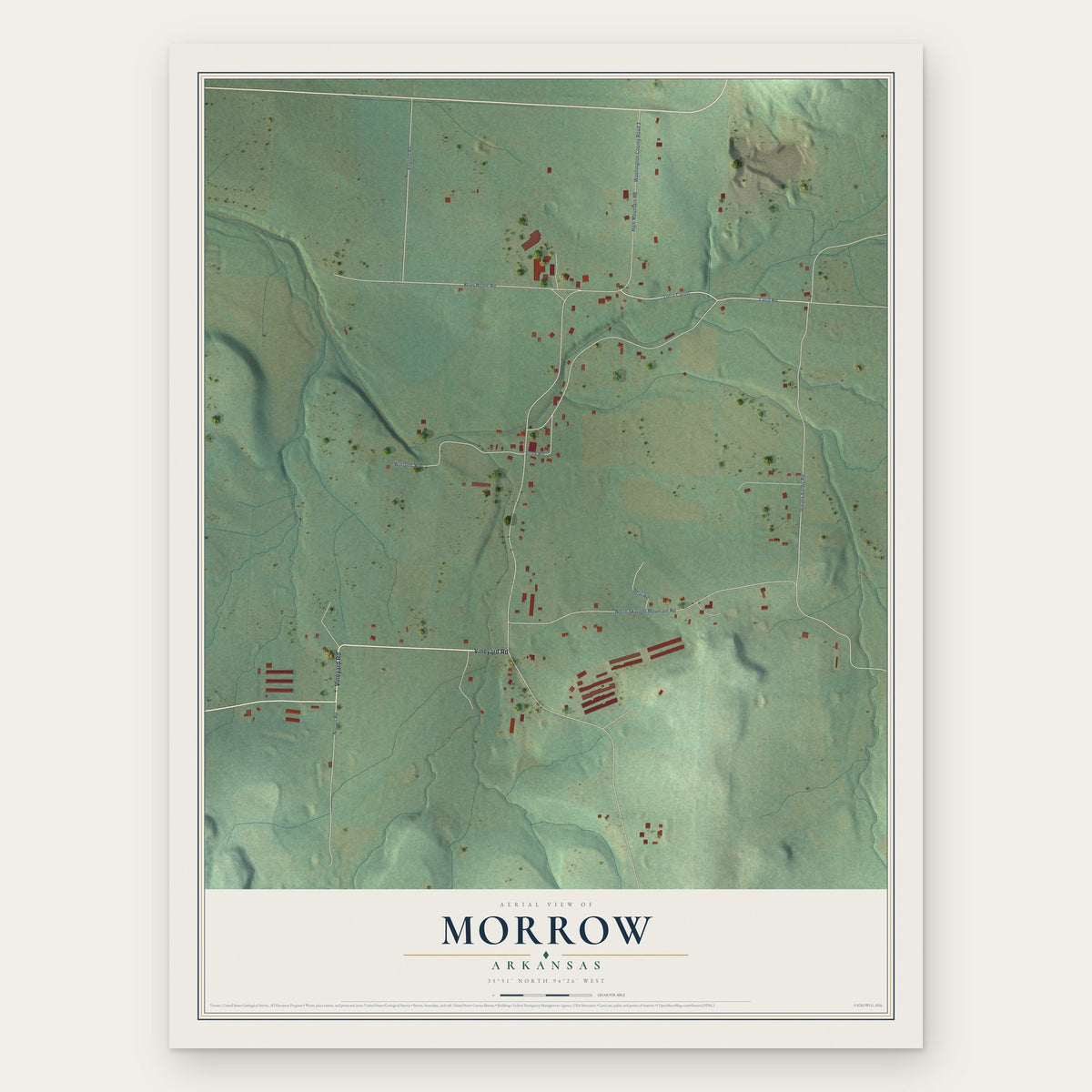 Morrow, Arkansas map print, the full design