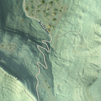 Close-up of the map of Mount Judea, Arkansas print showing street and building detail