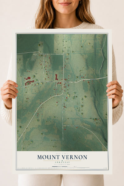 Map of Mount Vernon, Arkansas, 18 x 24 inch unframed archival matte print
