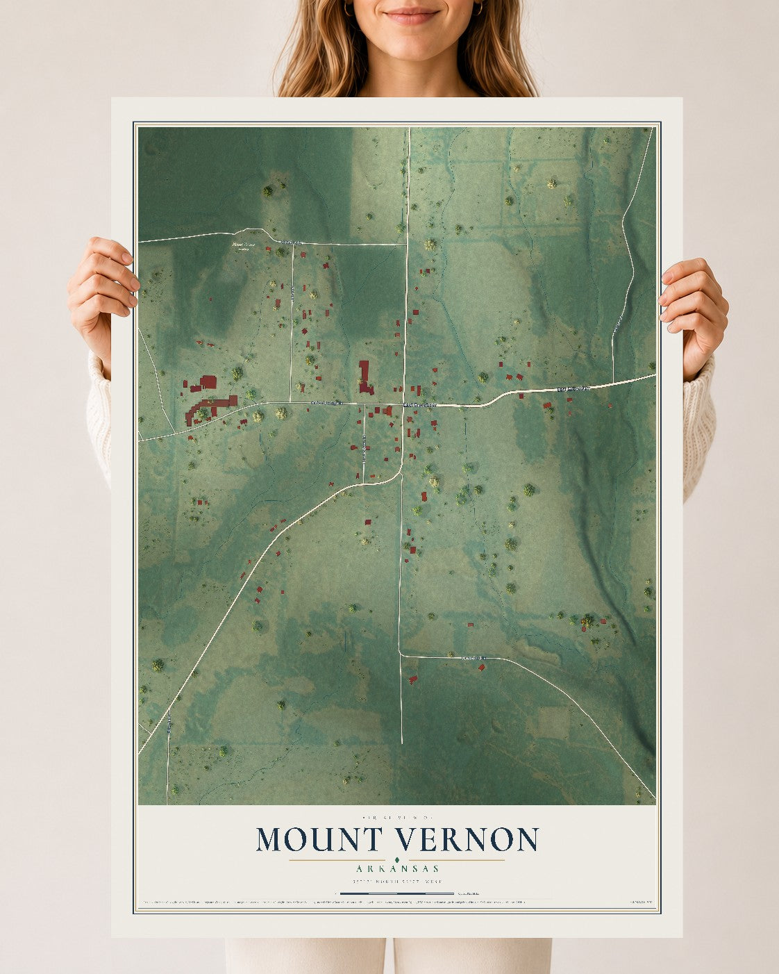 Map of Mount Vernon, Arkansas, 24 x 36 inch unframed archival matte print