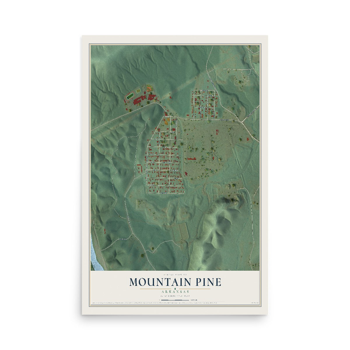 Map of Mountain Pine, Arkansas, 12 x 18 inch unframed archival matte print