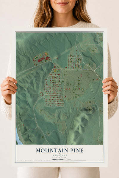 Map of Mountain Pine, Arkansas, 18 x 24 inch unframed archival matte print