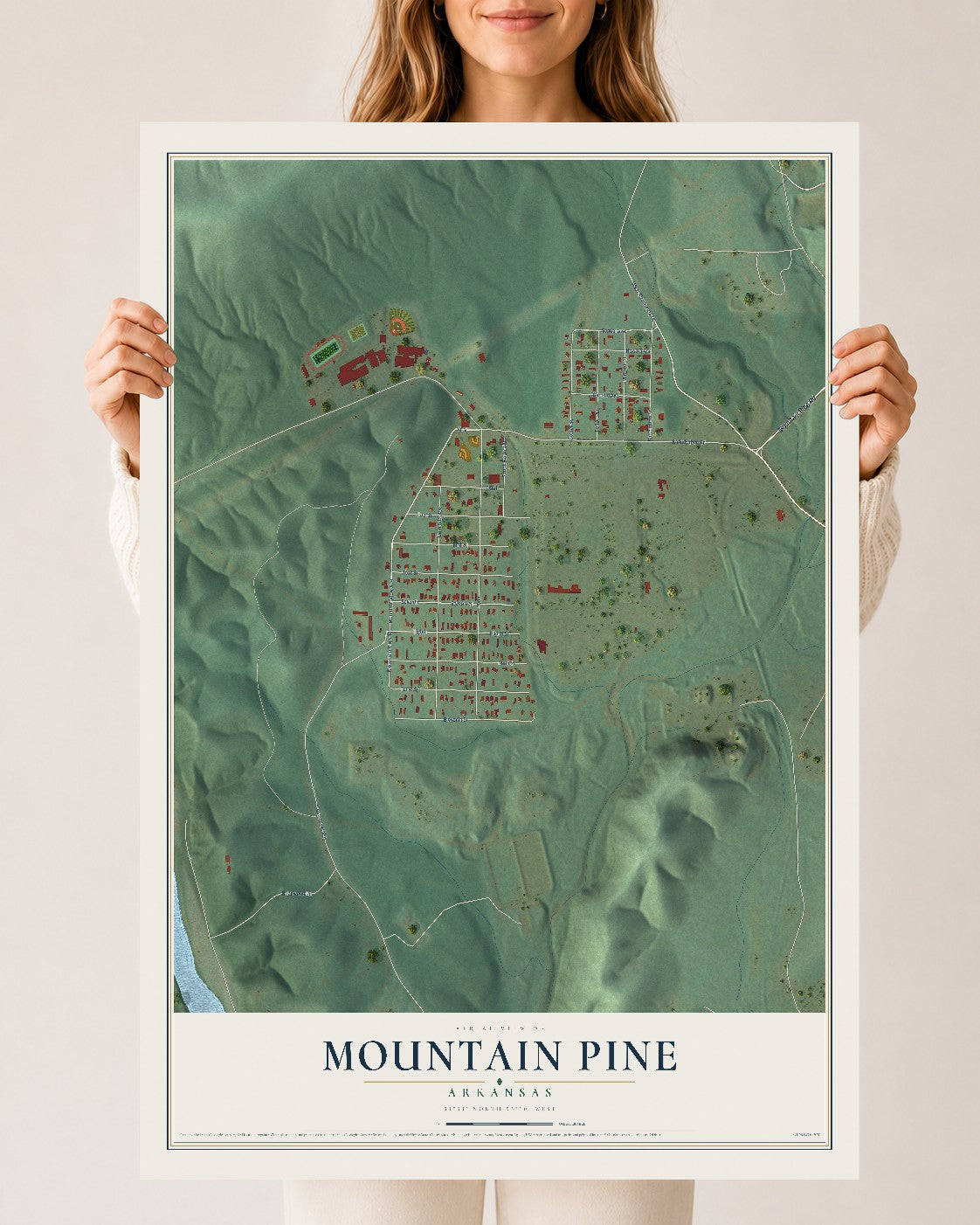 Map of Mountain Pine, Arkansas, 24 x 36 inch unframed archival matte print