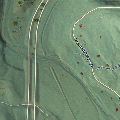 Second close-up of the map of Mountainburg, Arkansas print showing more streets and buildings