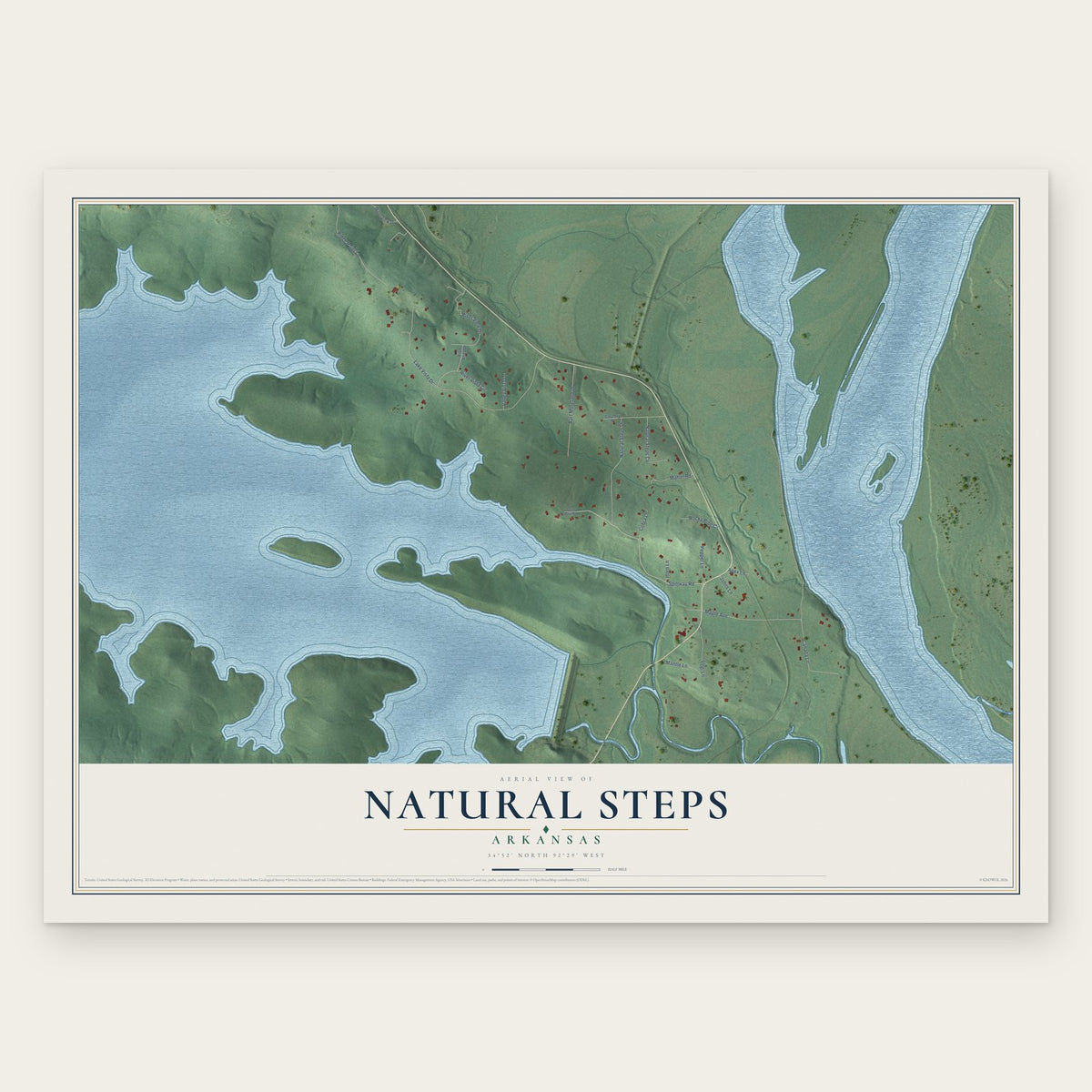 Natural Steps, Arkansas map print, the full design