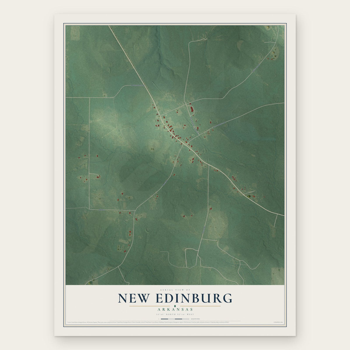 New Edinburg, Arkansas map print, the full design